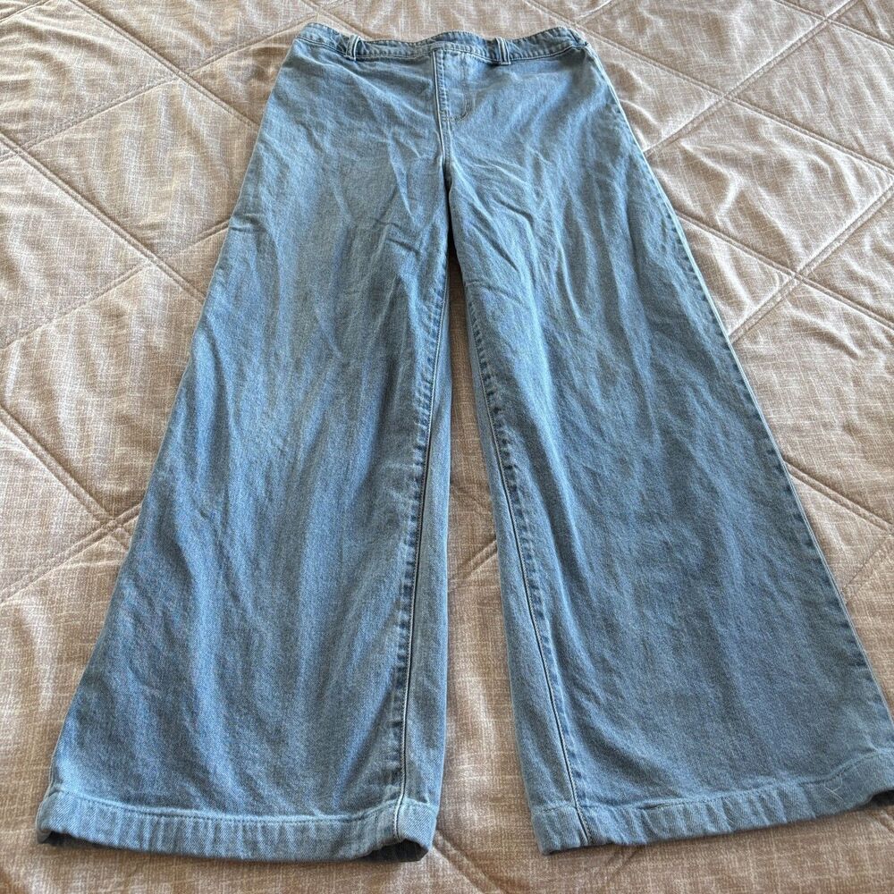 Intempo: Women's Light Wash Denim Wide Leg Pull-On Pants Size M